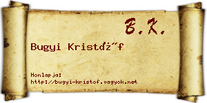 Bugyi Kristóf névjegykártya